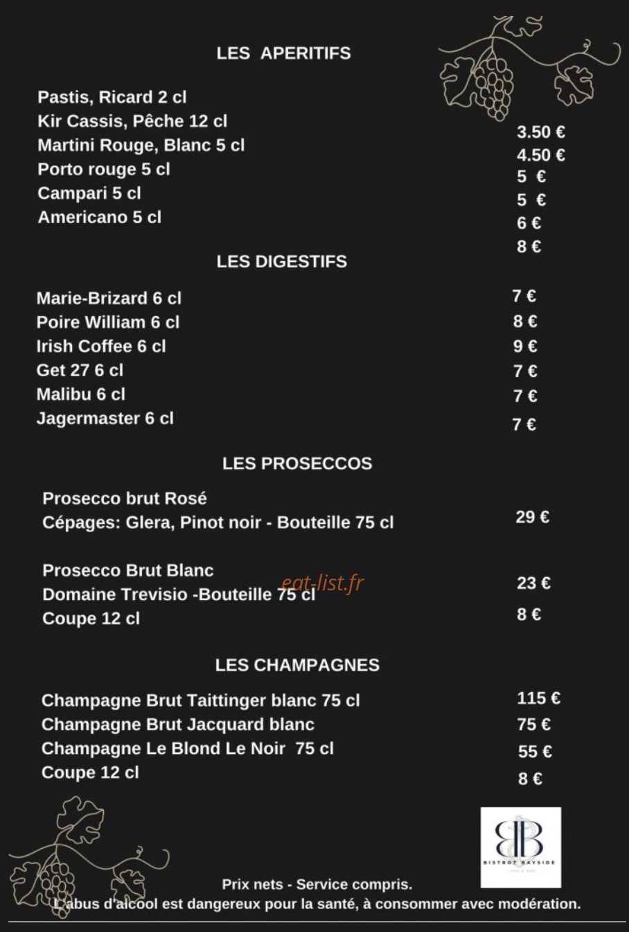 Bistrot Bayside — carte page 3