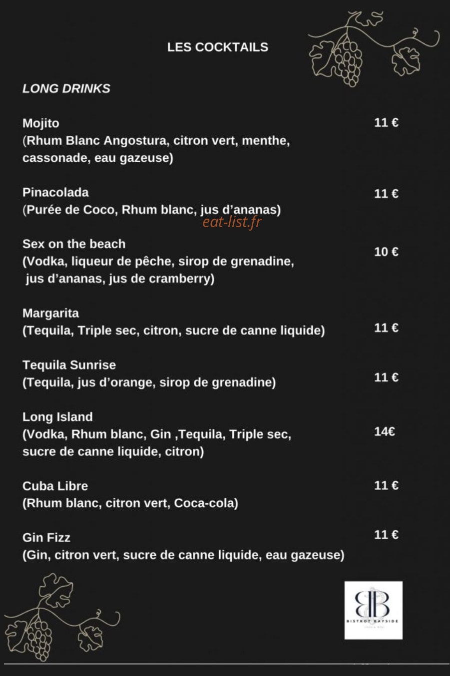 Bistrot Bayside — carte page 6