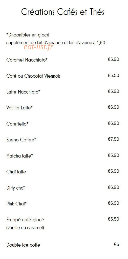 Carte et menu de Family's à Villeneuve Loubet — Créations cafés et thés