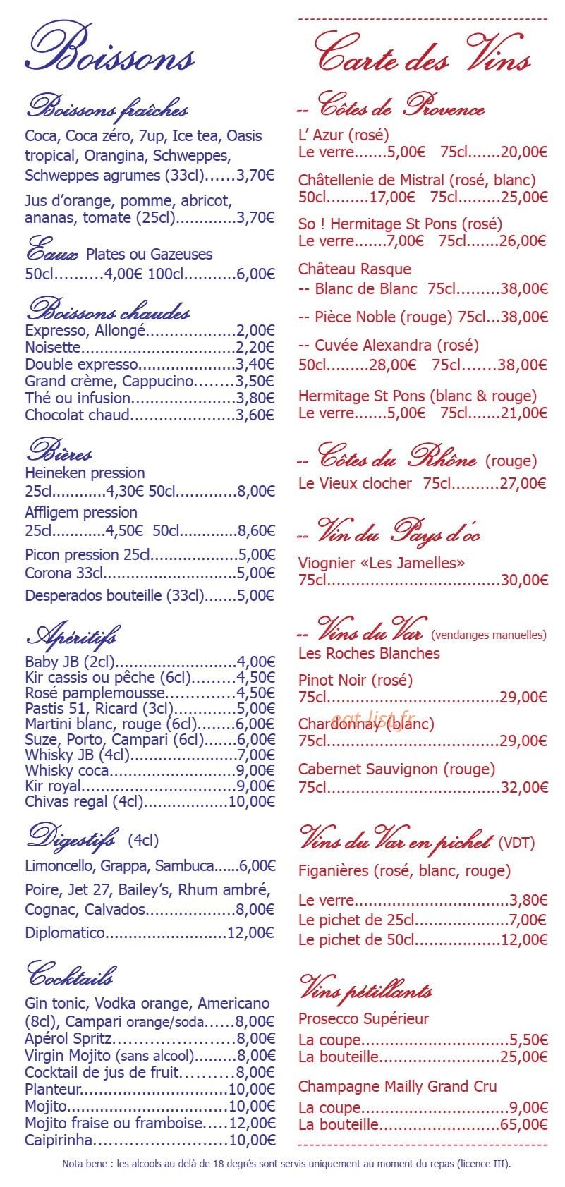 Le Bahia — carte page 6