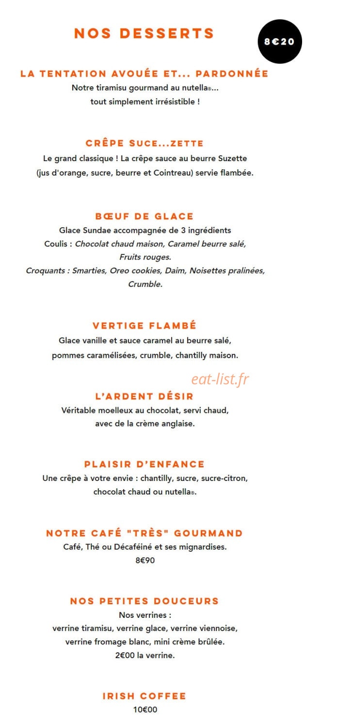 Carte et menu de Léo Léa Marina Baie des Anges à Villeneuve Loubet — Les desserts