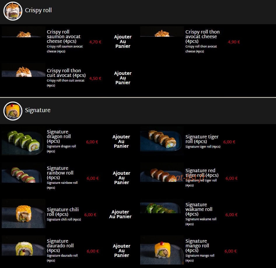 Carte et menu de Mas Sushi à Villeneuve Loubet — Crispy roll et signatures