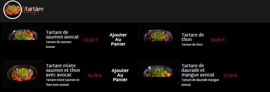 Carte et menu de Mas Sushi à Villeneuve Loubet — Les tartares