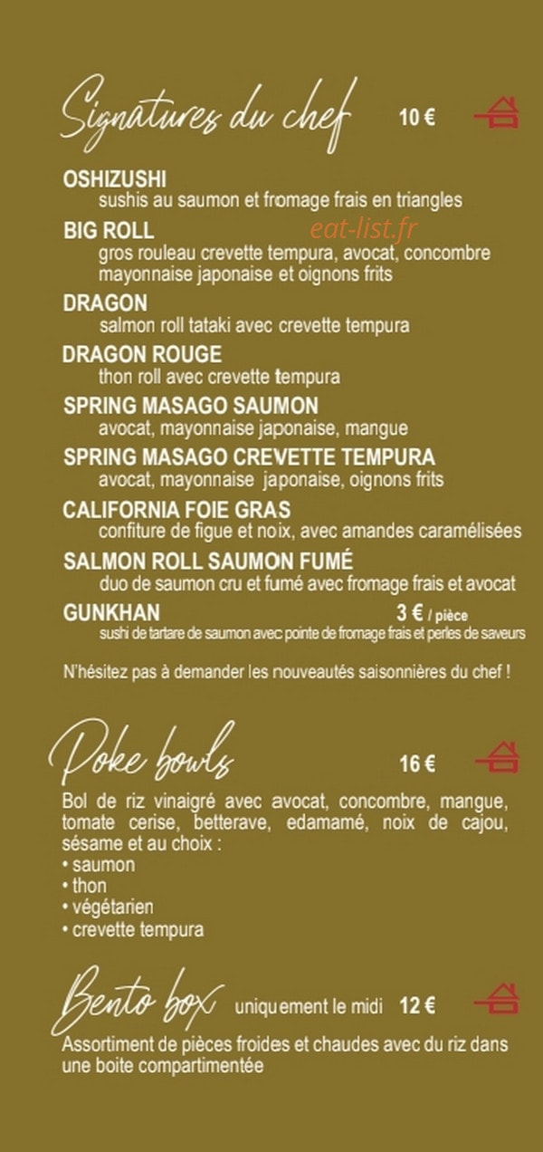 Carte et menu de one sushi à Villeneuve Loubet — Signature du chef