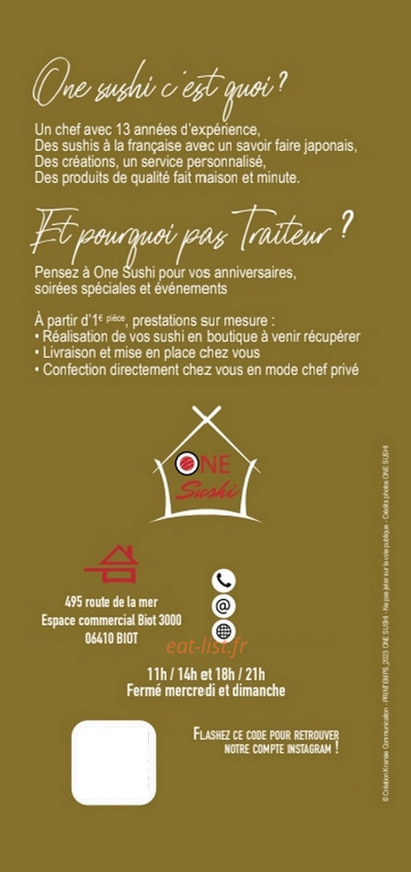 Carte et menu de one sushi à Villeneuve Loubet — Accompagnements