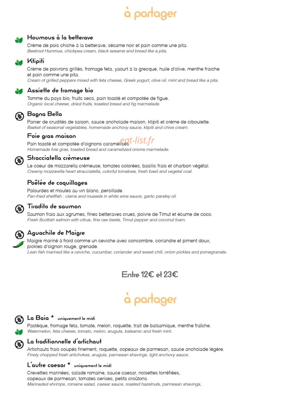 Baia Bella — carte page 1