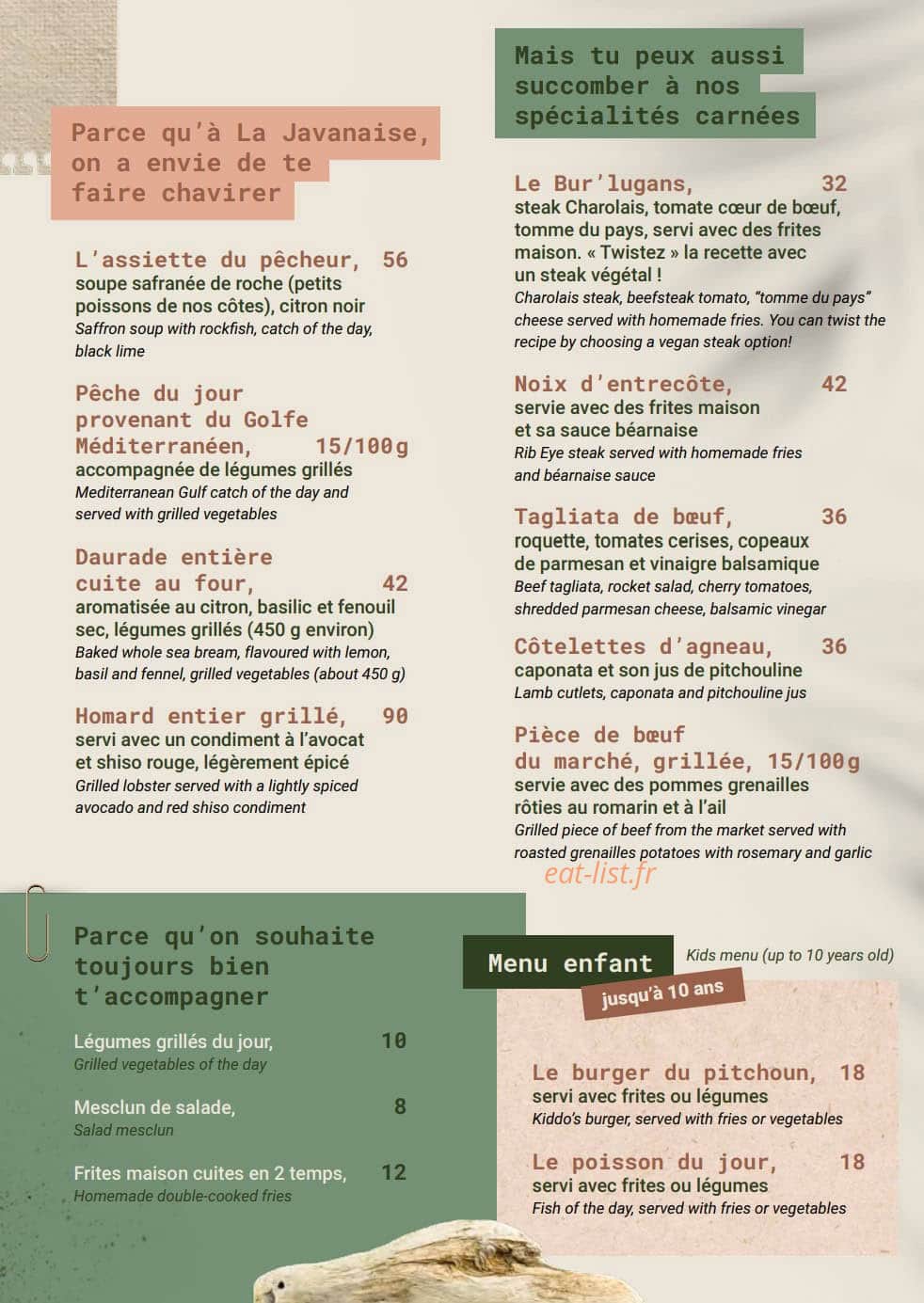 La Javanaise — carte page 3