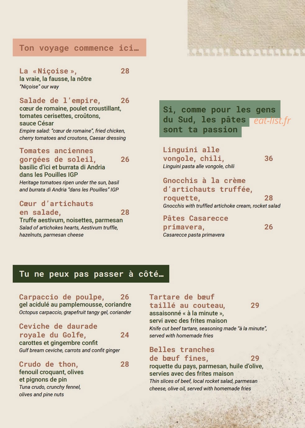 La Javanaise — carte page 2