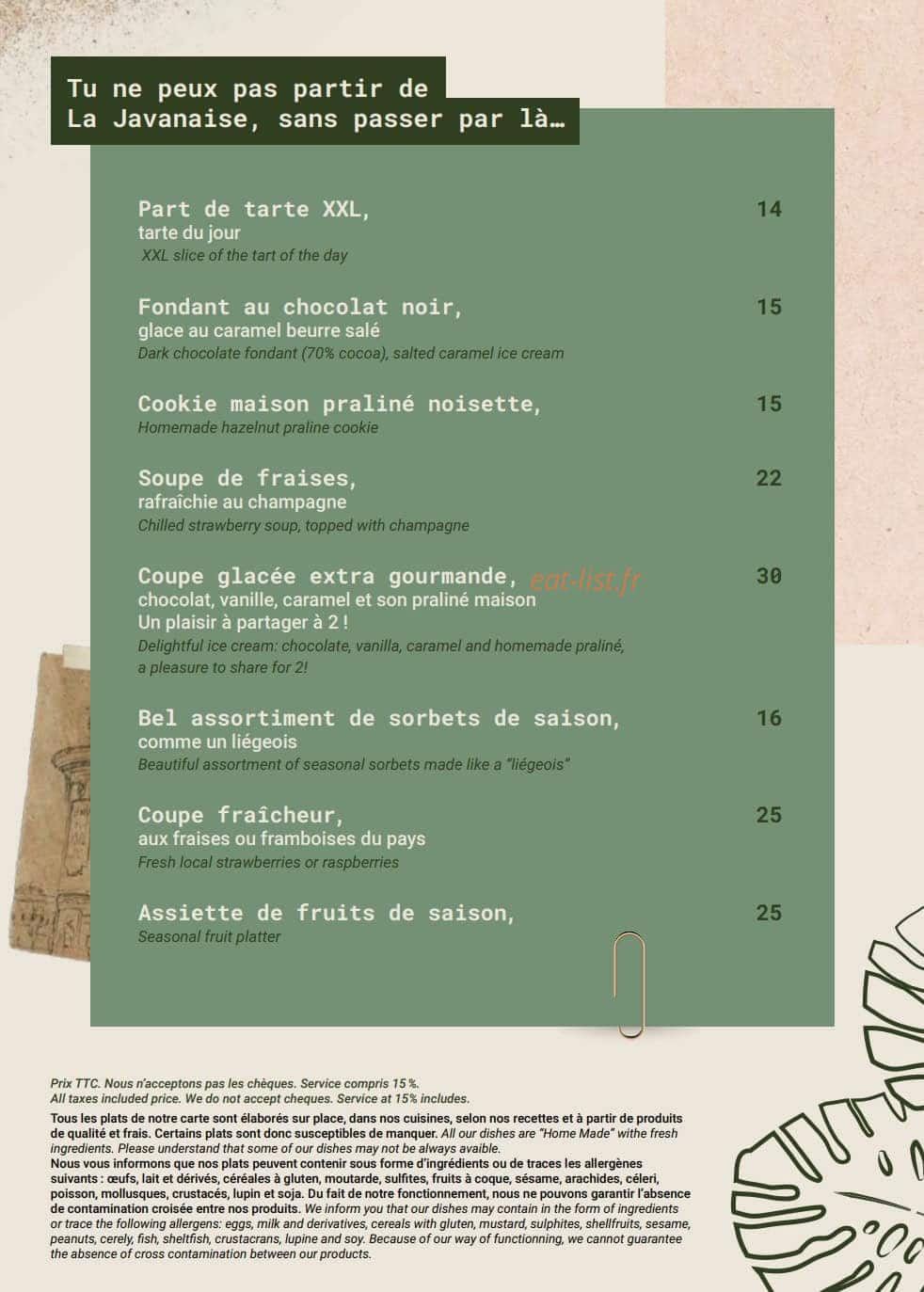 La Javanaise — carte page 4