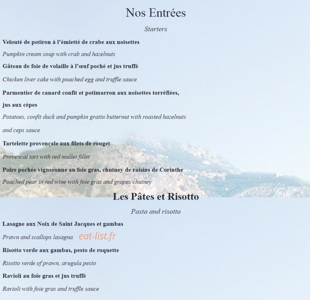 Le Café des Saveurs — carte page 1