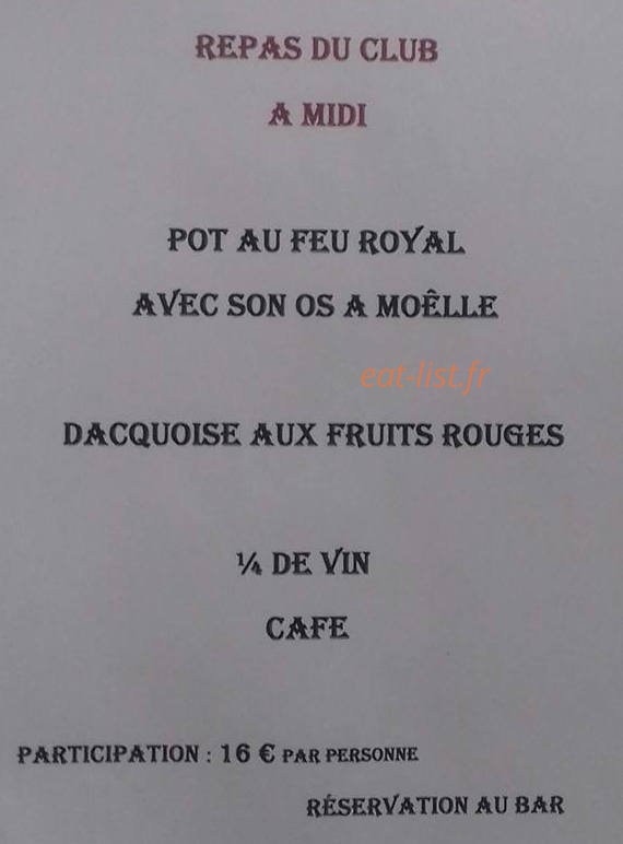 Le Sun Club — carte page 1