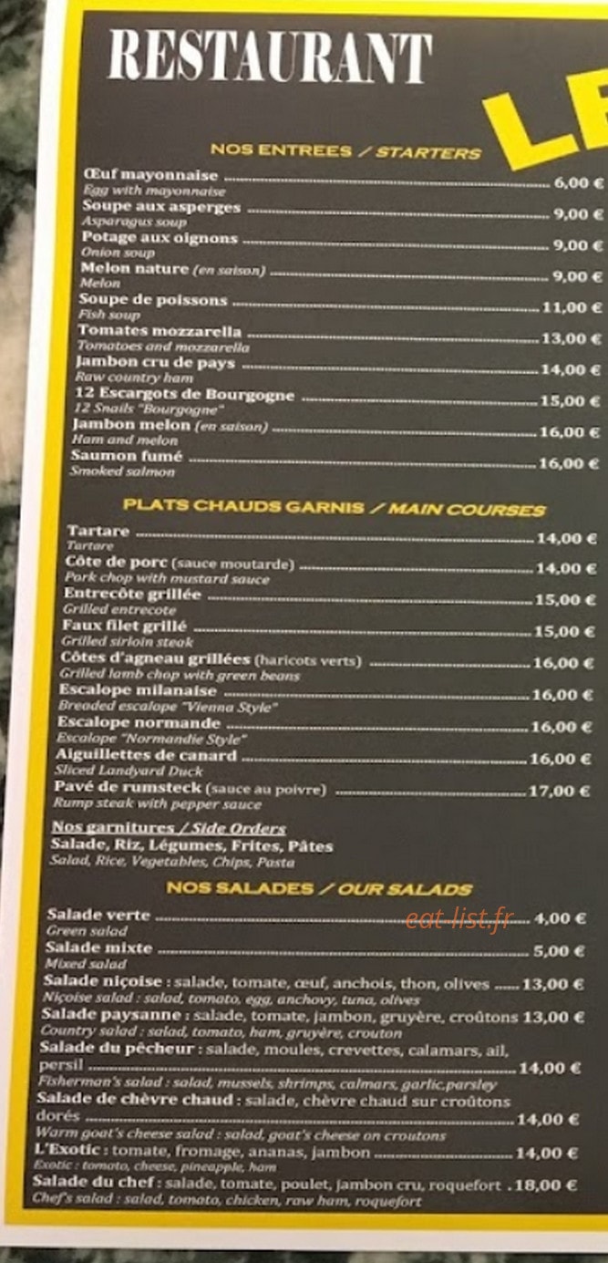 Aux Délices — carte page 1