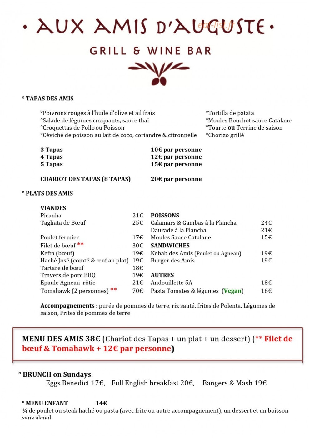 Aux Amis d’AuGuste — carte page 1