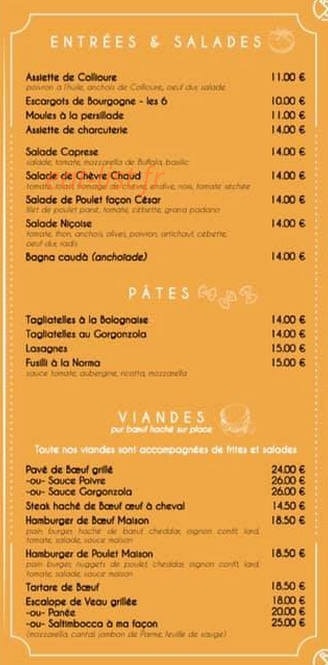 Brasserie Pampérigouste — carte page 1
