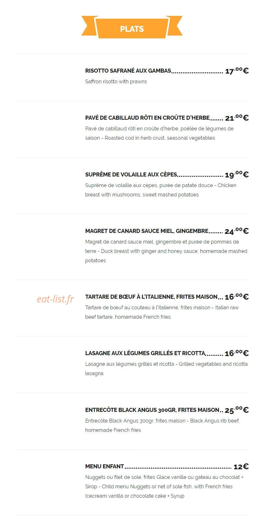 La Table Gourmande — carte page 2