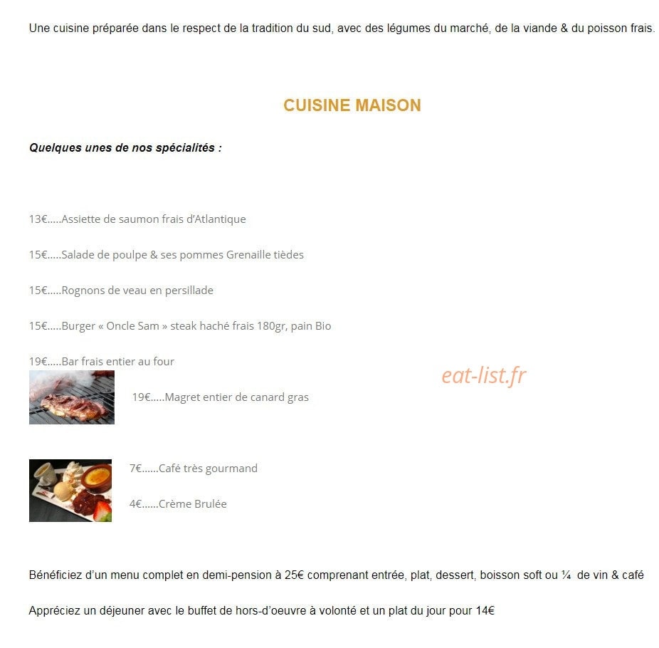 Steak House — carte page 1