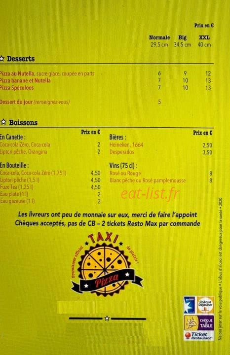 Taxi Pizza — carte page 4
