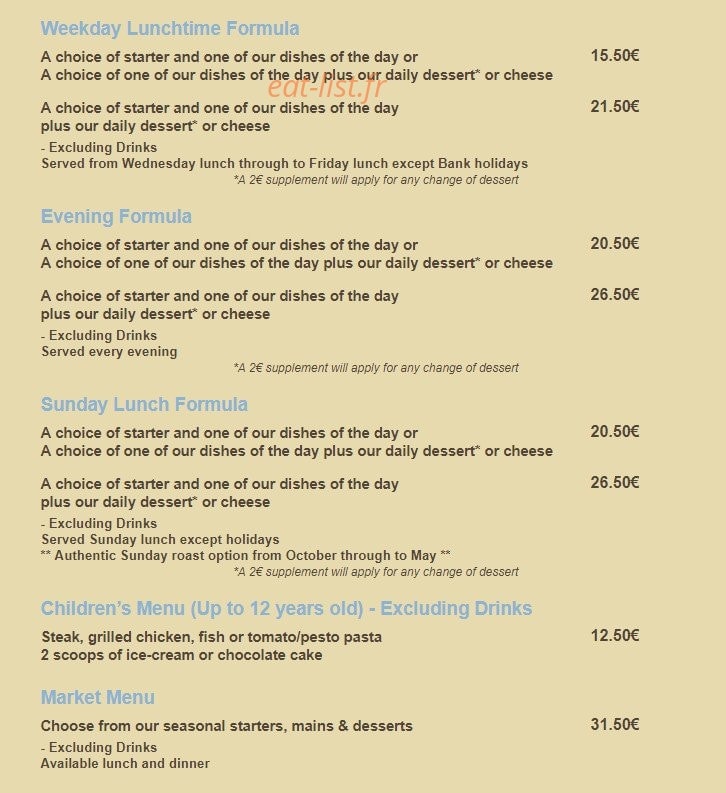 Auberge du Clos des Pins — carte page 2