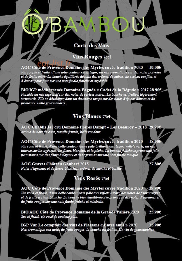 Ô'Bambou — carte page 3