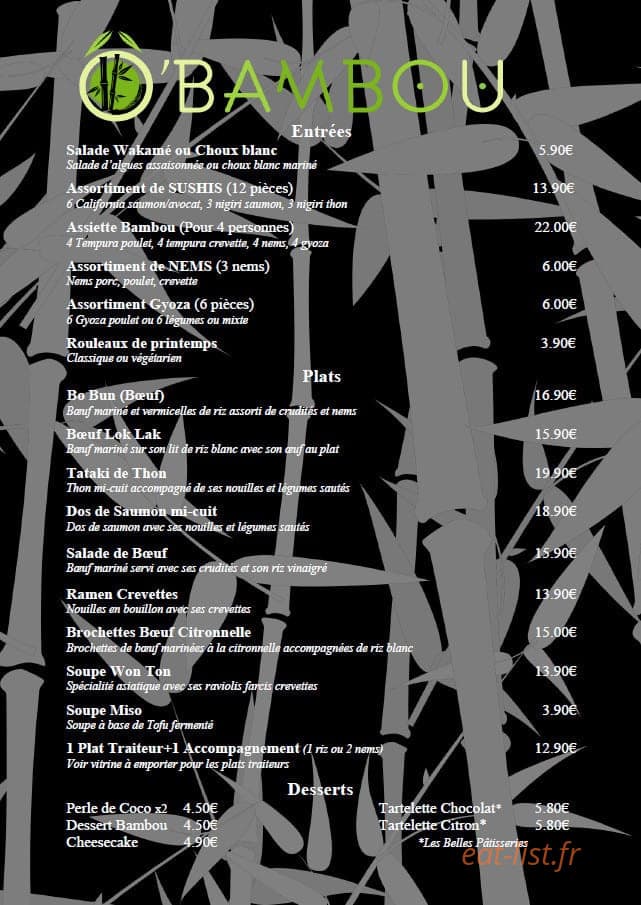 Ô'Bambou — carte page 1