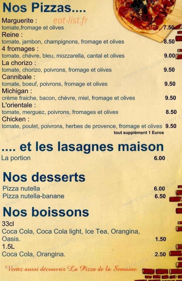 La Pizza de Cantaron — carte page 2