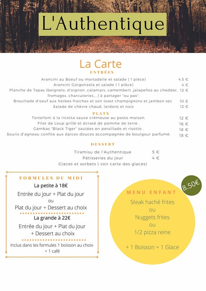 L'Authentique — carte page 1