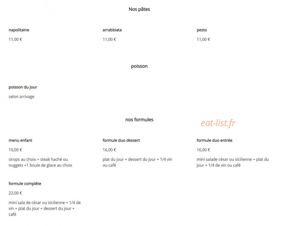Au Pavillon Bleu — carte page 2