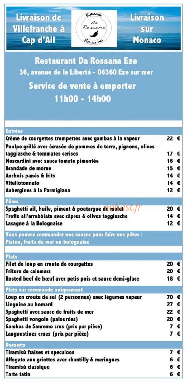 Da Rossana — carte page 1