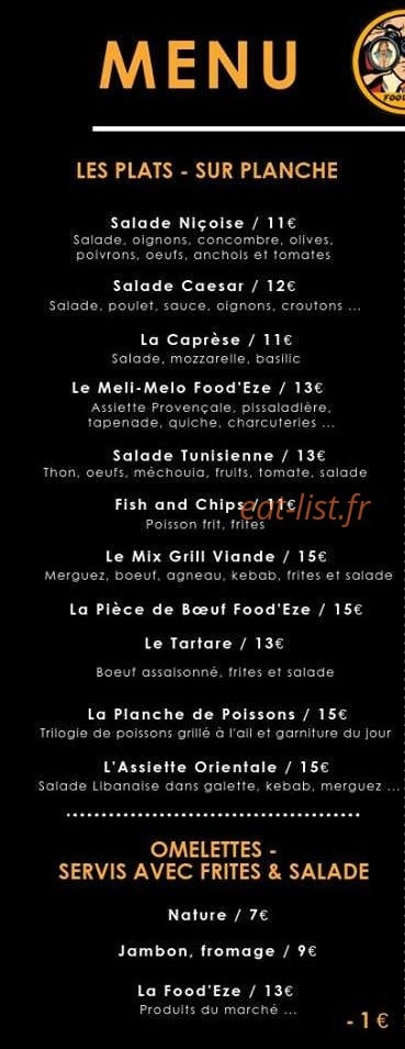 Food'Eze — carte page 1