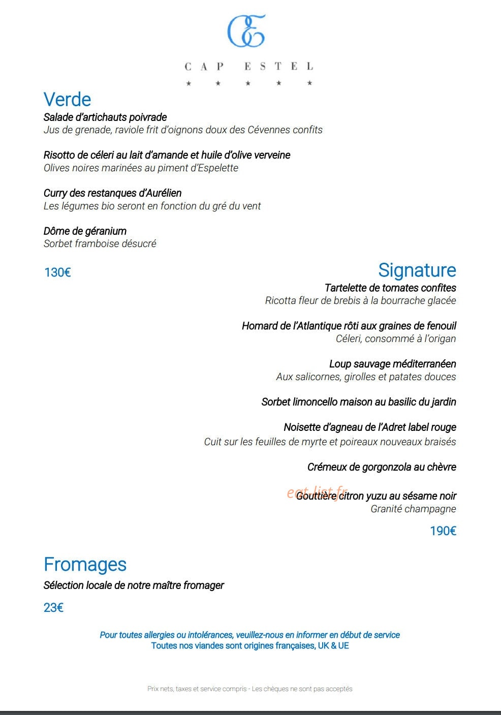 La Table de Patrick Raingeard — carte page 2