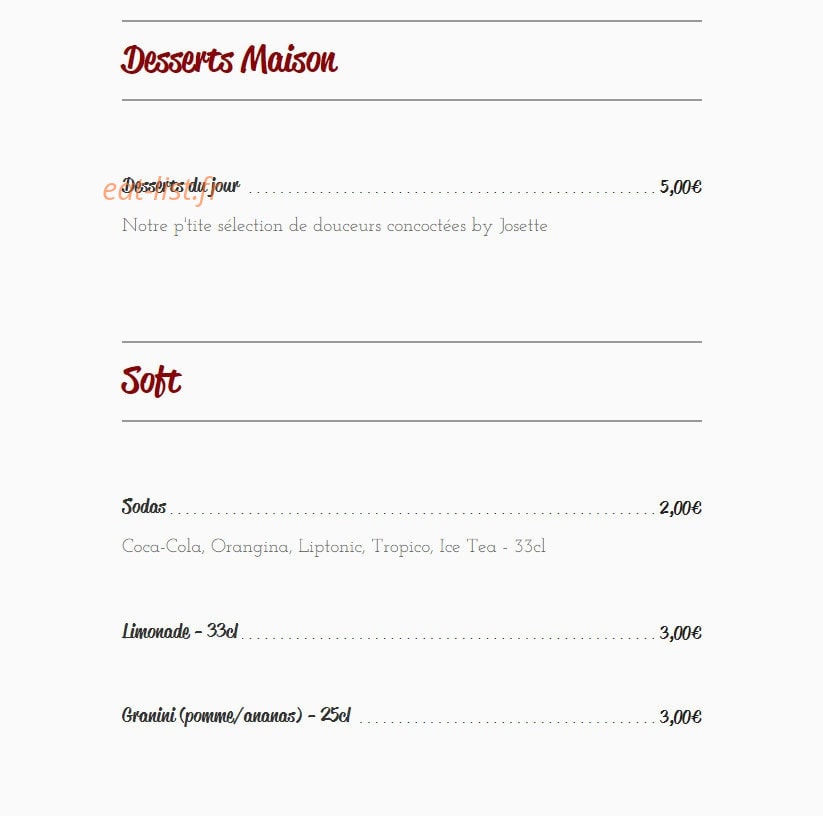 L'atelier Pizza — carte page 4