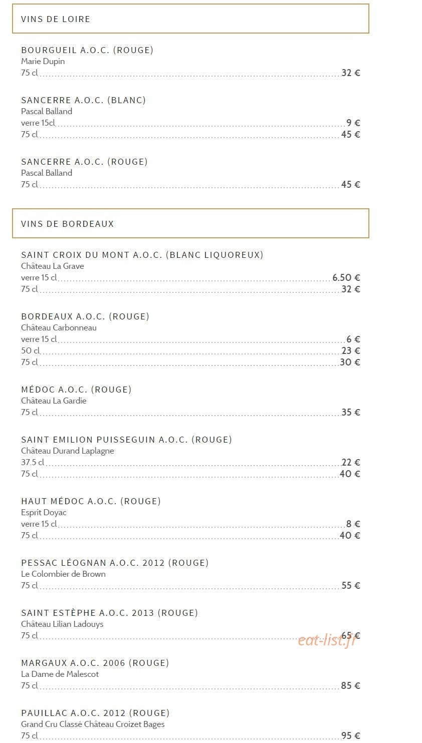 La Cantina — carte page 9