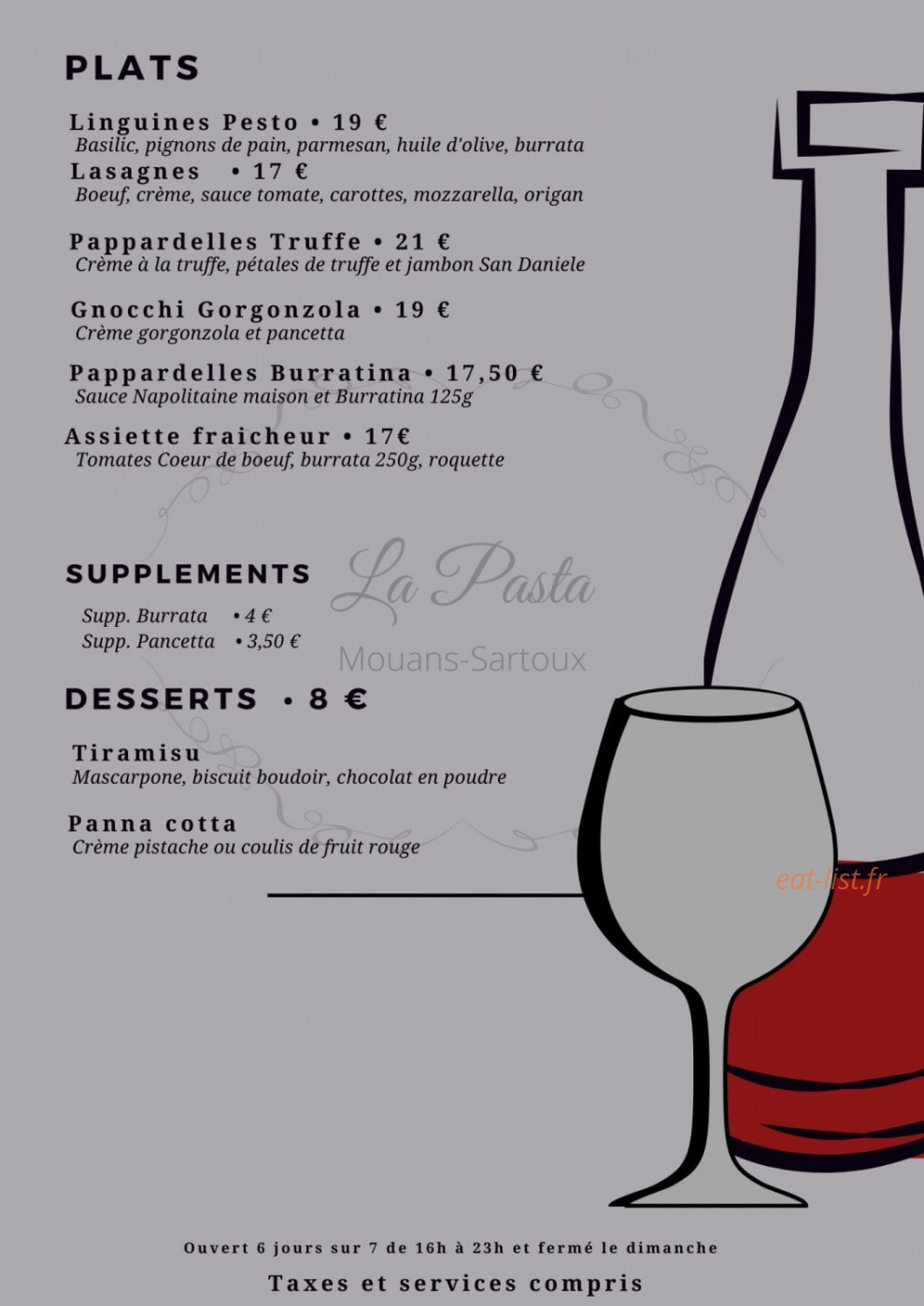La Pasta — carte page 2
