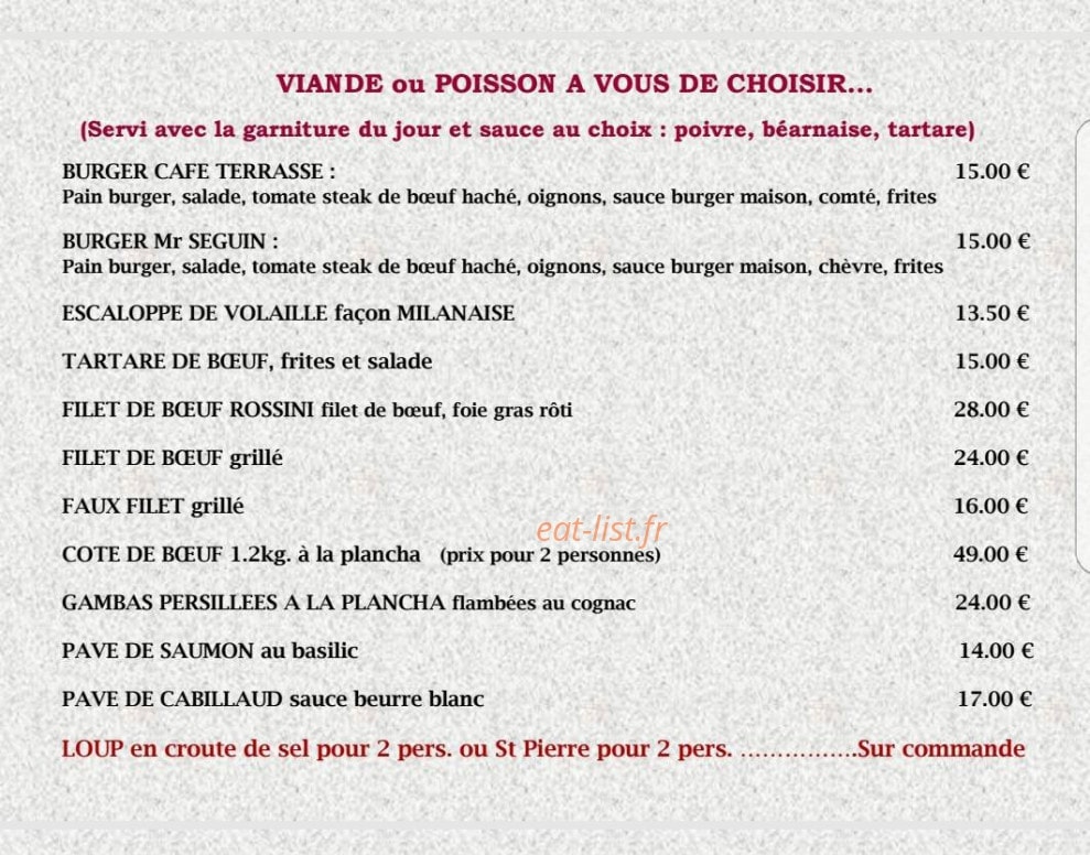 Le Café Terrasse — carte page 6