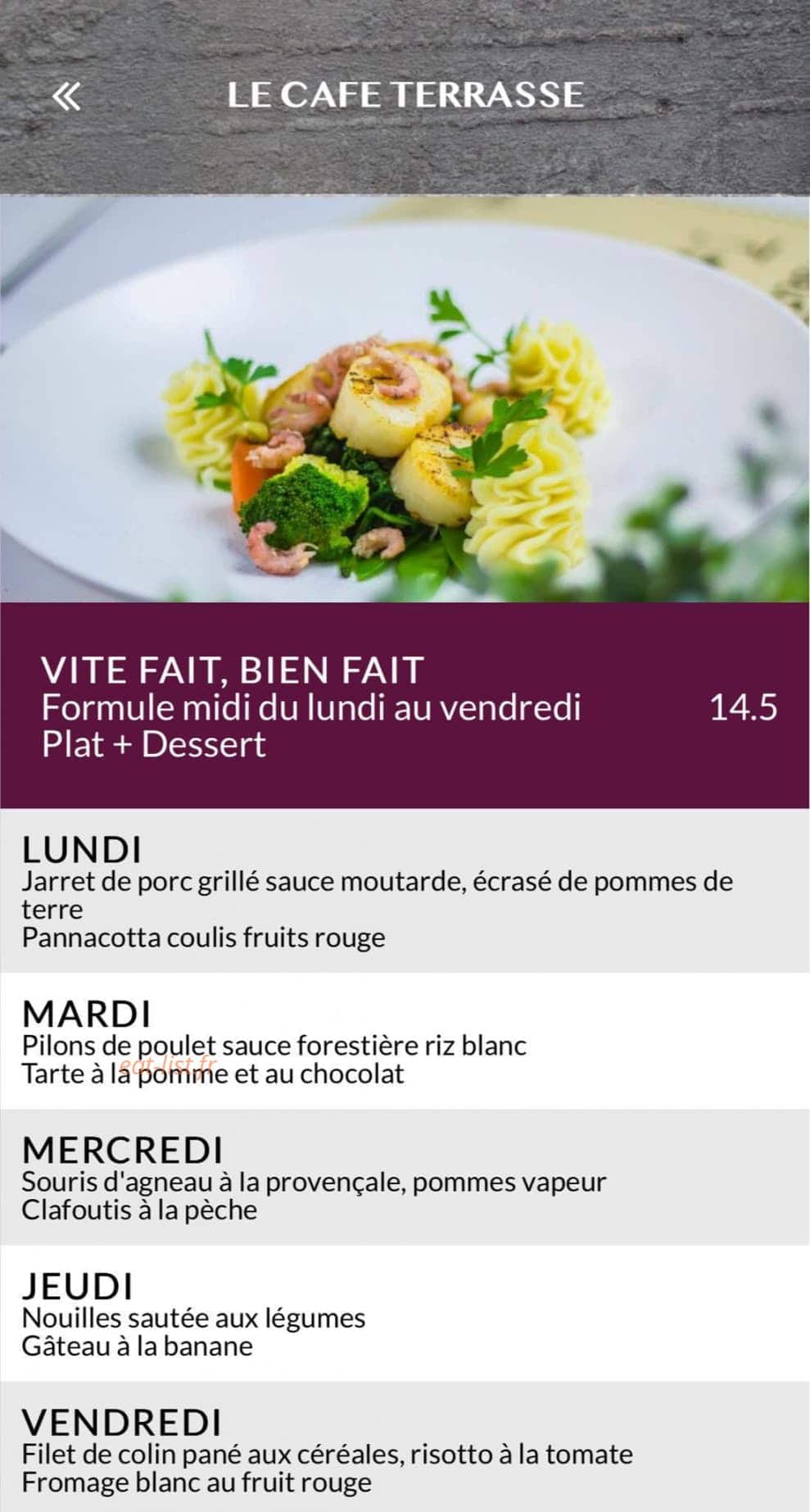 Le Café Terrasse — carte page 8