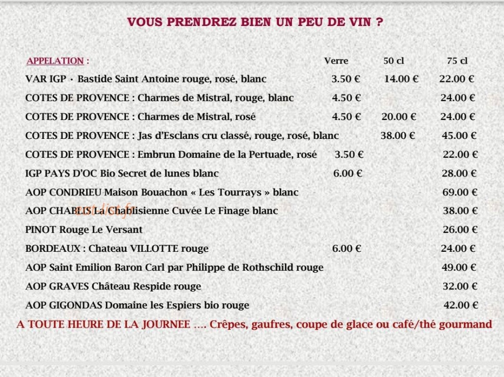 Le Café Terrasse — carte page 3