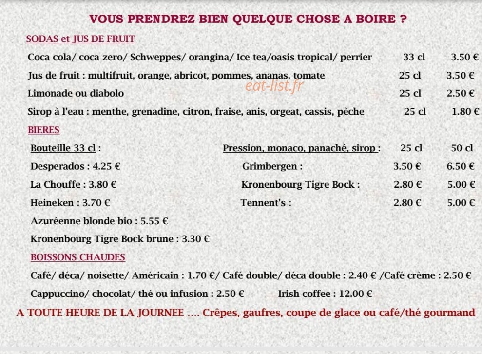 Le Café Terrasse — carte page 1
