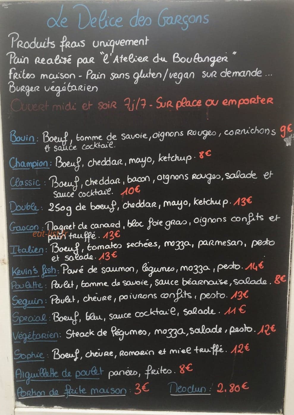 Le Délice des Garçons — carte page 2