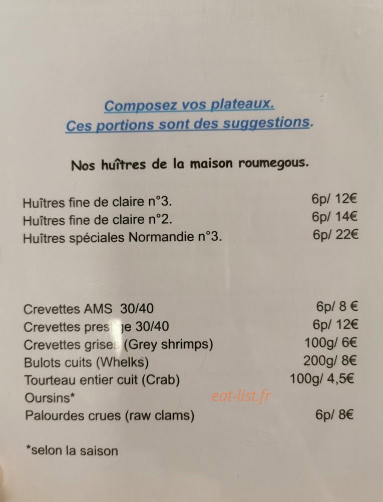 Carte et menu de Ô  Mer Veilles à Mouans Sartoux — Plateaux personnalisés