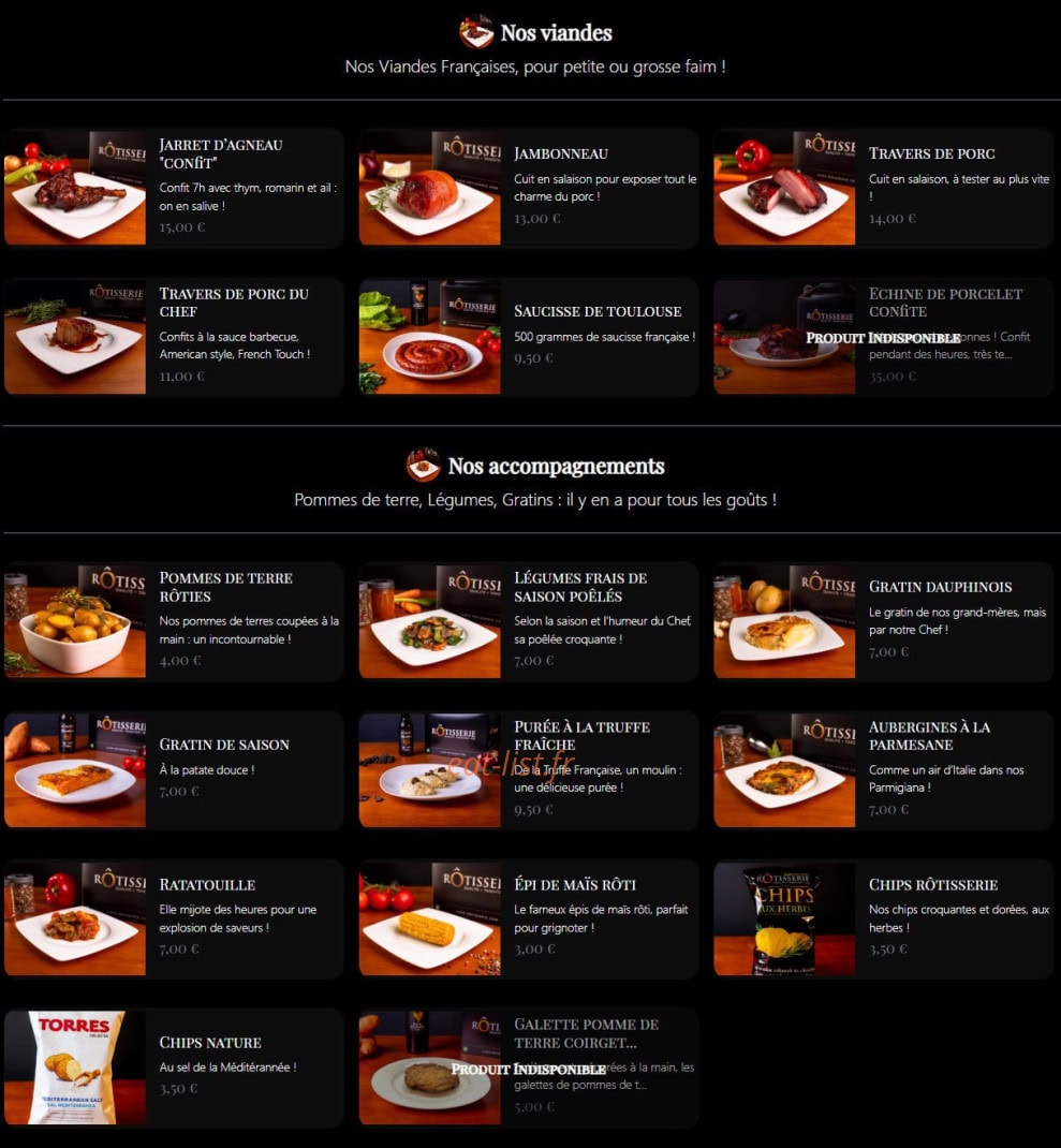 Rôtisserie — carte page 2