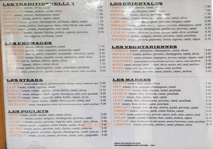 Didier pizza — carte page 1