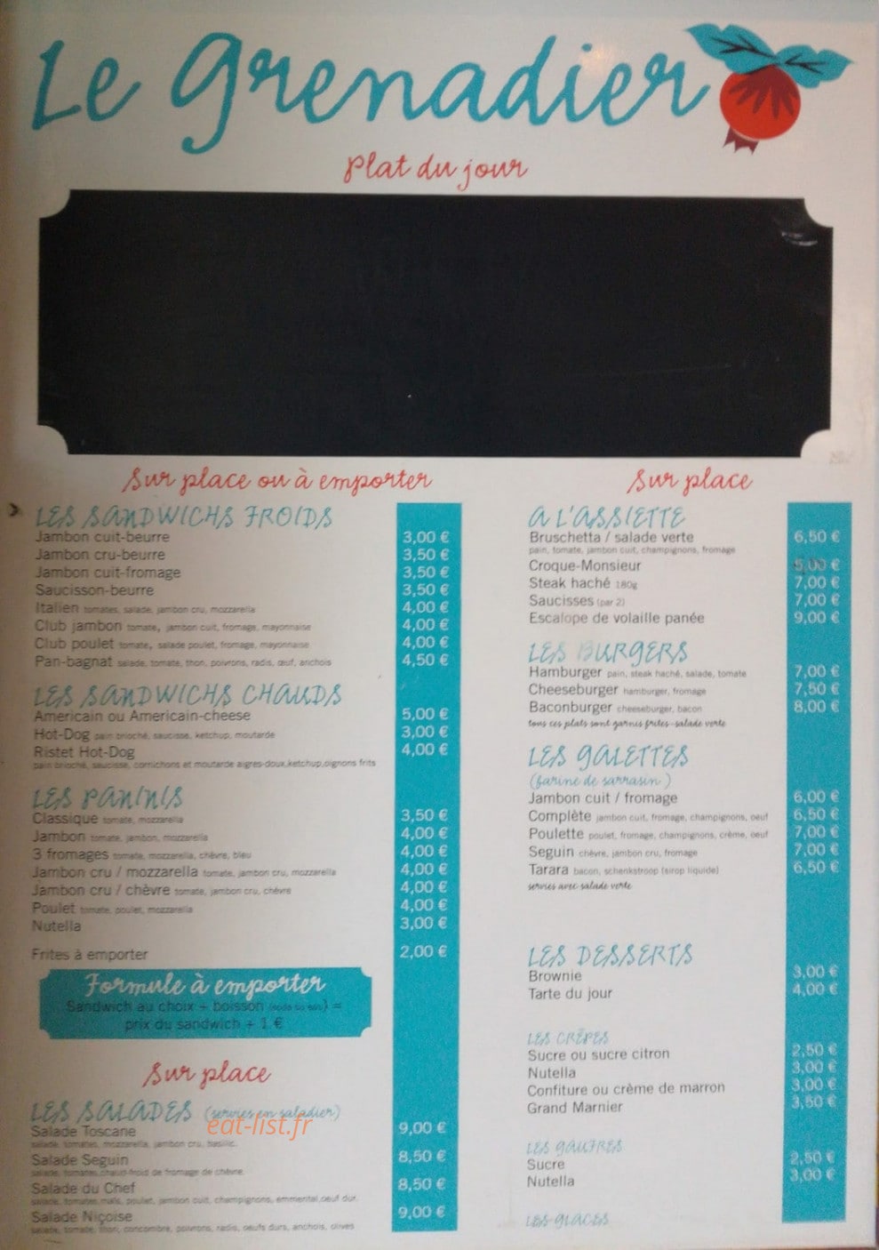 Le Grenadier — carte page 1