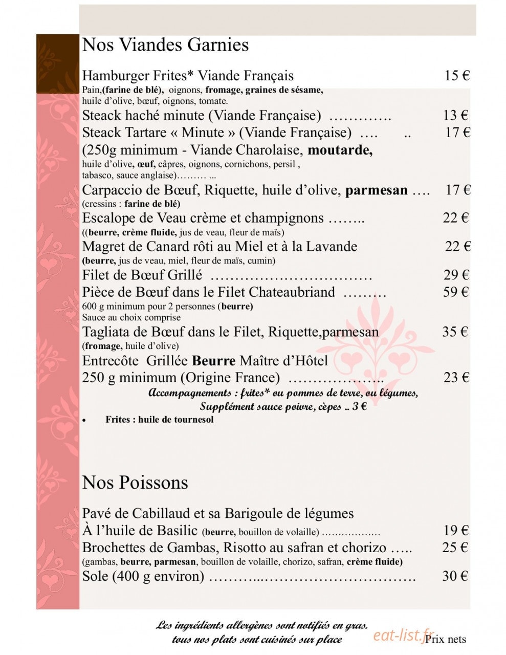 Restaurant Chez Régine — carte page 7