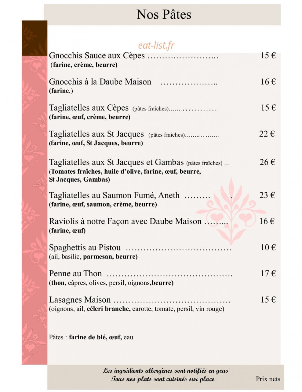 Restaurant Chez Régine — carte page 5