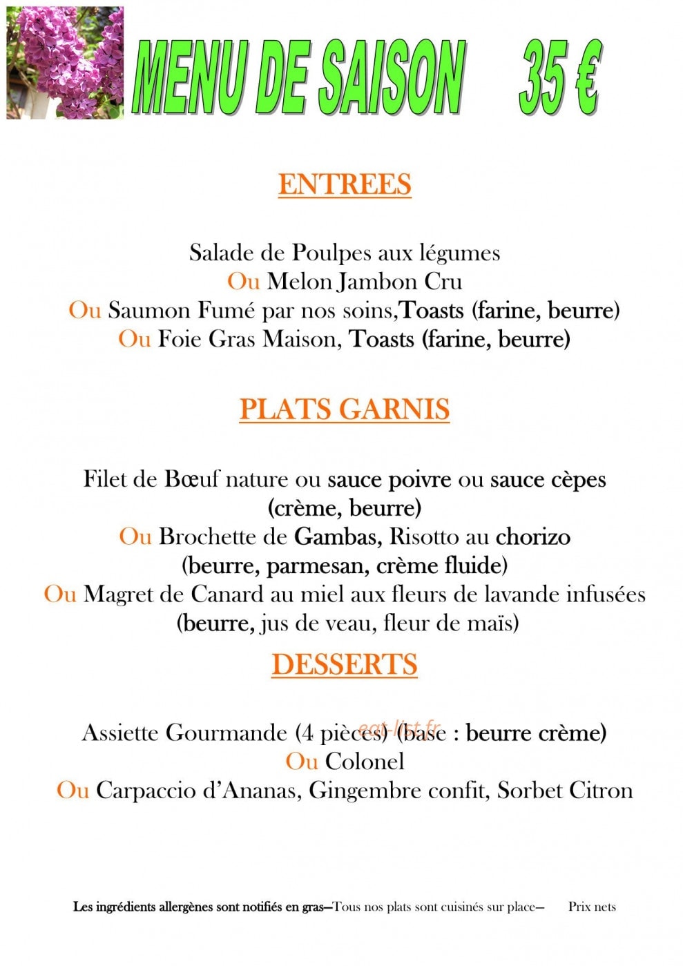 Restaurant Chez Régine — carte page 3