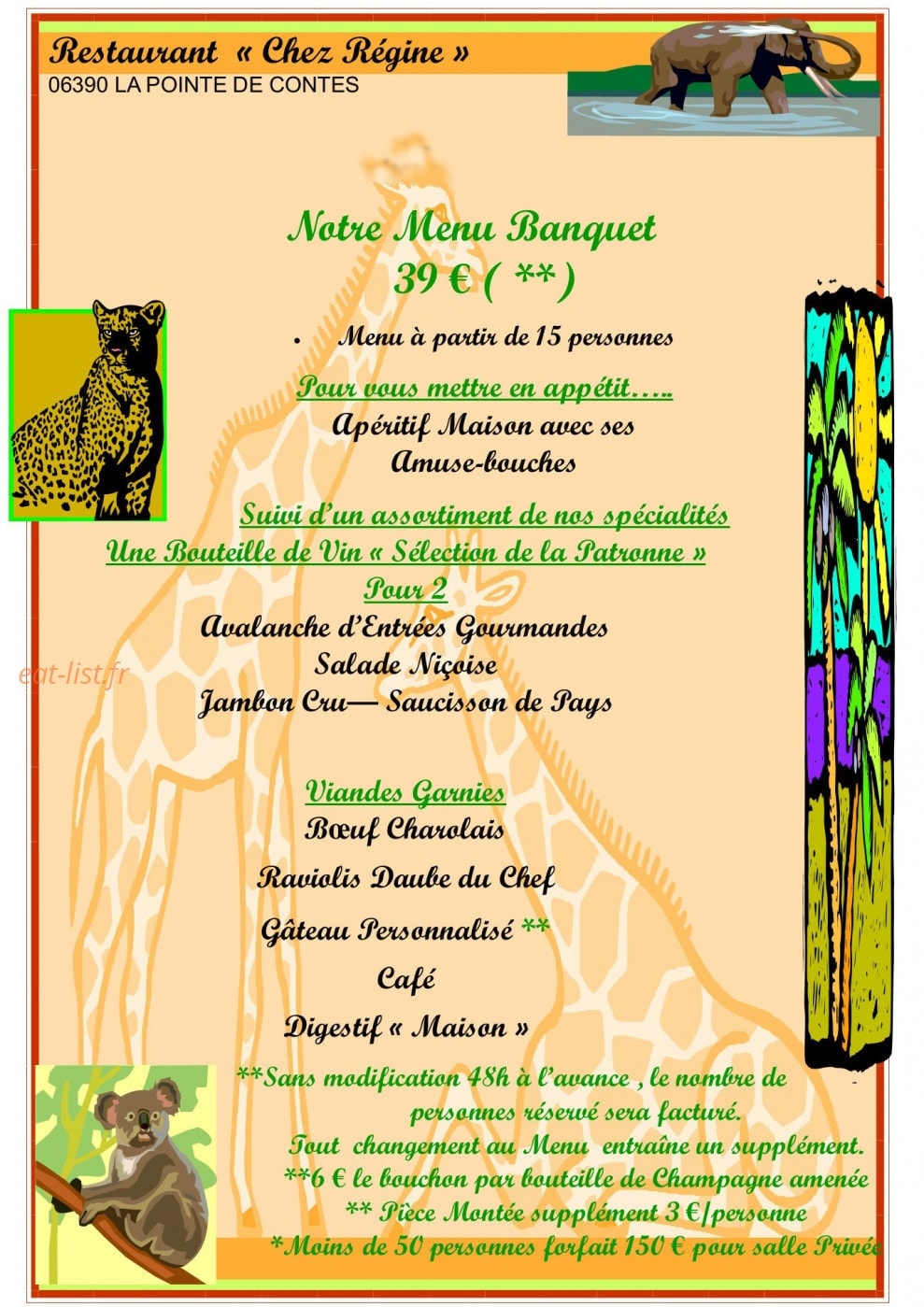 Restaurant Chez Régine — carte page 11