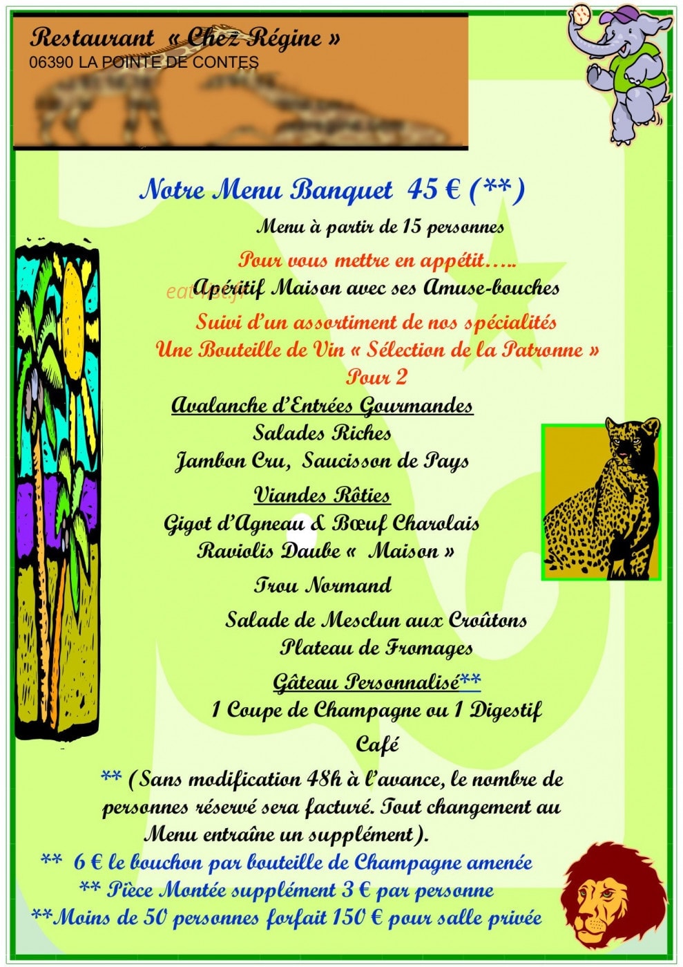 Restaurant Chez Régine — carte page 12