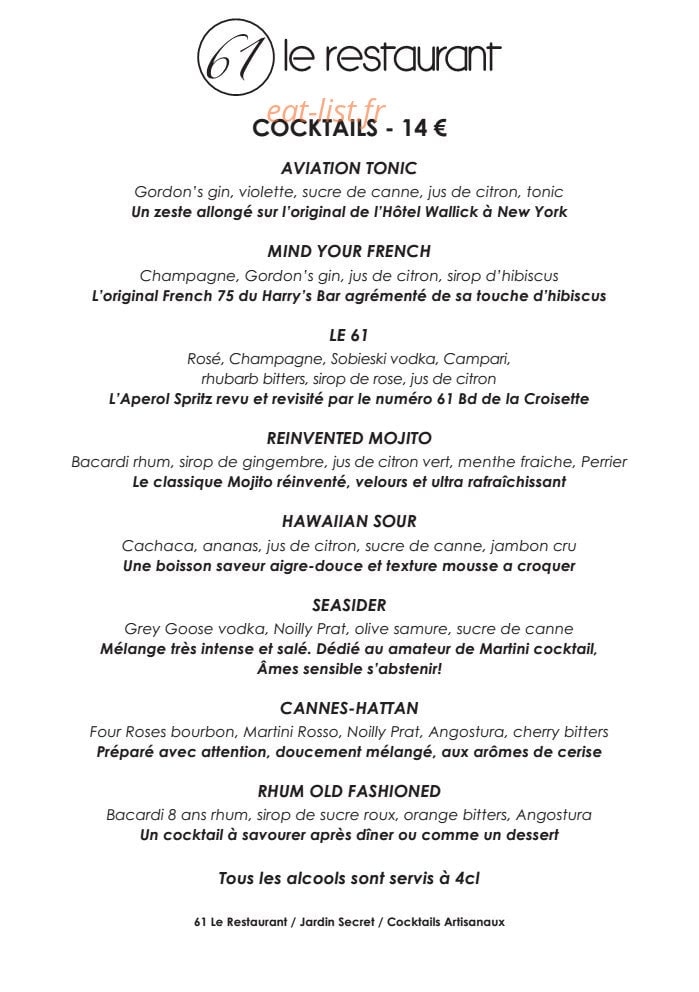 61 Le restaurant — carte page 2
