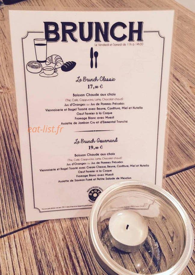 Bagel café — carte page 1