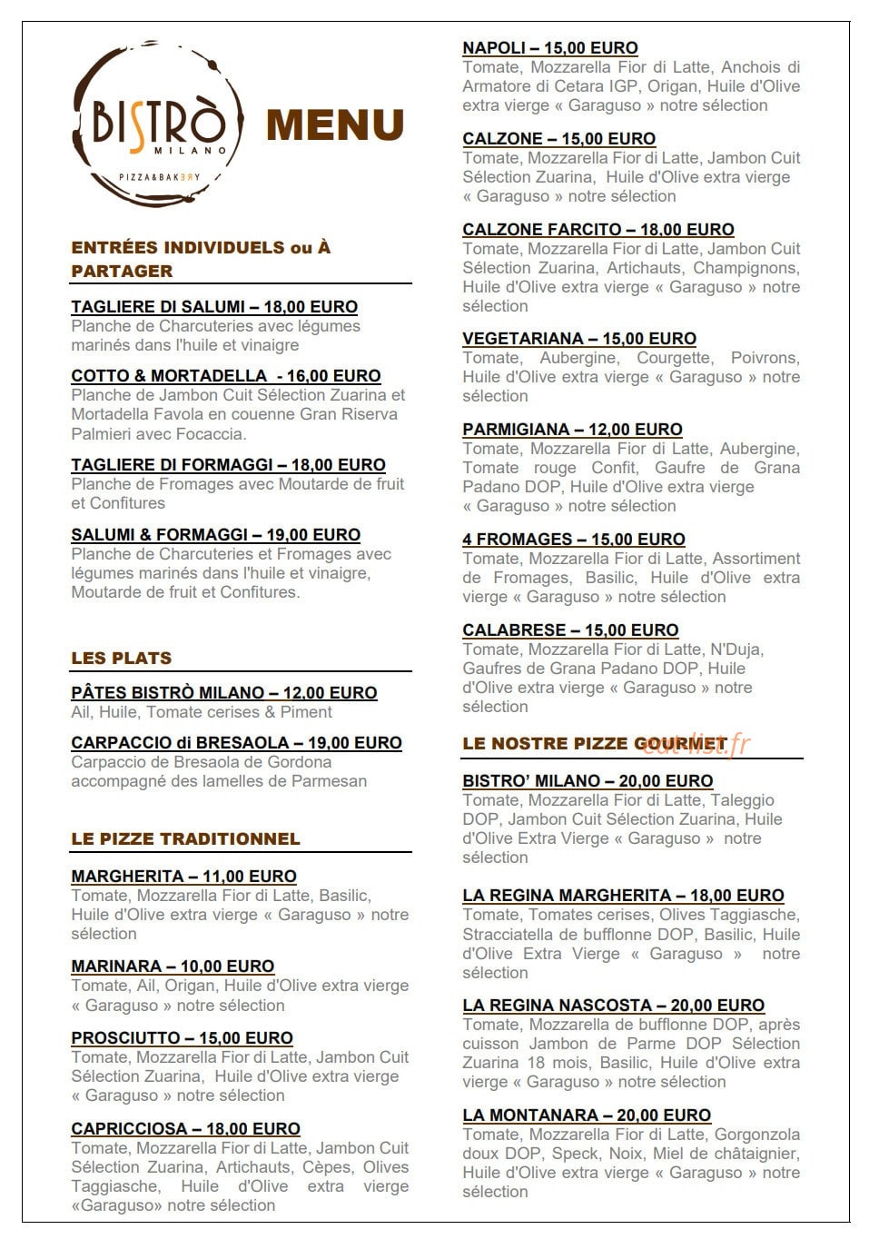 Bistrò Milano — carte page 1